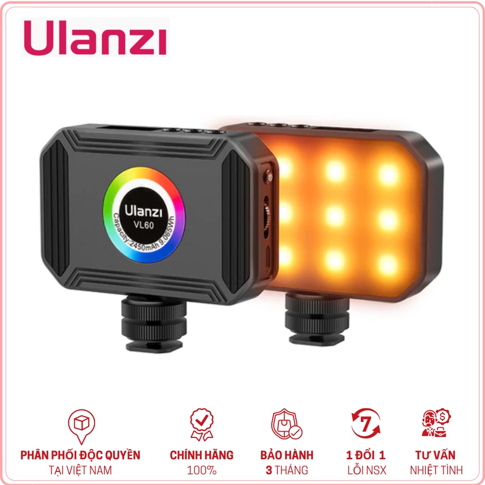 ULANZI VL60 RGB (2500-9000K) - HÀNG CHÍNH HÃNG - Đèn LED đổi màu RGB | 36.000 màu | 20 hiệu ứng đặc biệt | 2450mAh