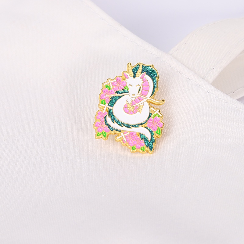 Ghim cài QIHE JEWELRY thiết kế rồng trắng hoạt hình trang trí đẹp mắt