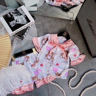 [PYJAMA] Bộ pyjama lụa satin cực điệu cho bé (size đại 18-28kg)