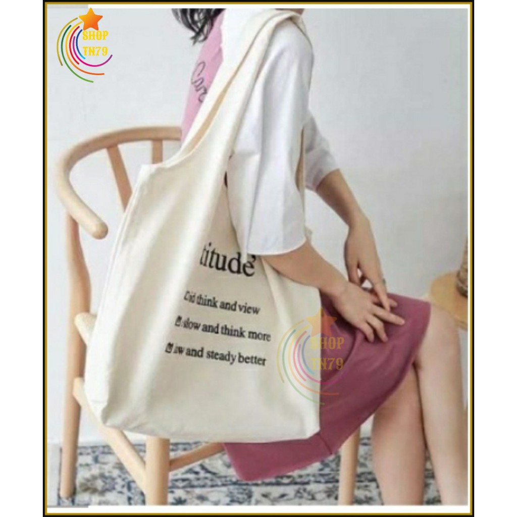 Túi đeo vai thời trang vải canvas mềm loại to đi hoc , đi chơi , đi làm đều rất đẹp - ATTITUDE'