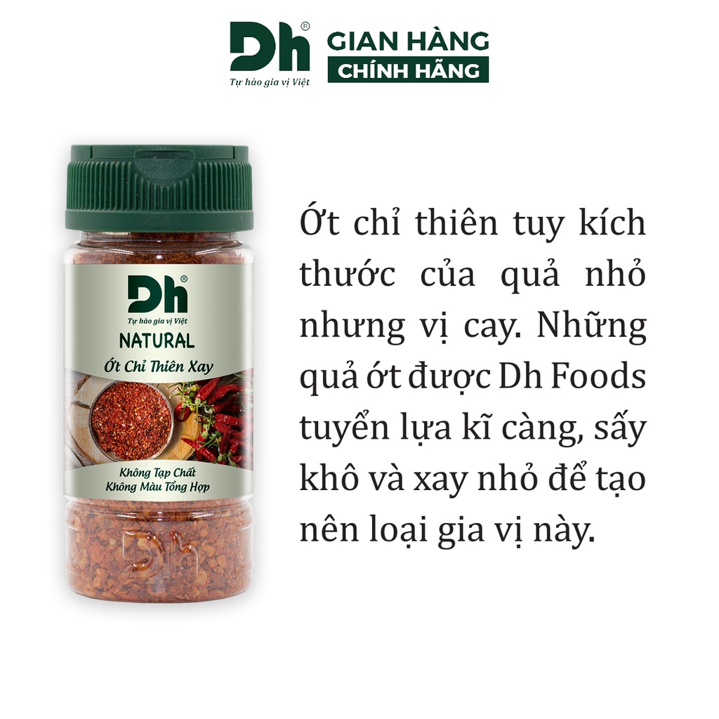 Ớt chỉ thiên xay nguyên chất Natural DH Foods chế biến món ăn 30gr/50gr