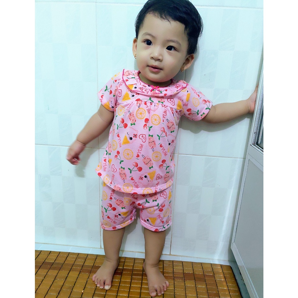 Combo 3 bộ đồ lửng trẻ em từ (8-20kg), chất thun co giãn mềm, họa tiết nhiều màu dễ thương cho bé gái đi học, đi chơi