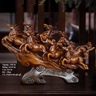 Tượng Bát Mã Truy Phong , Mã Đáo Thành Công size 36x10.5x22  Quà Tặng Tân Gia Khai Trương , Tượng Phong Thủy