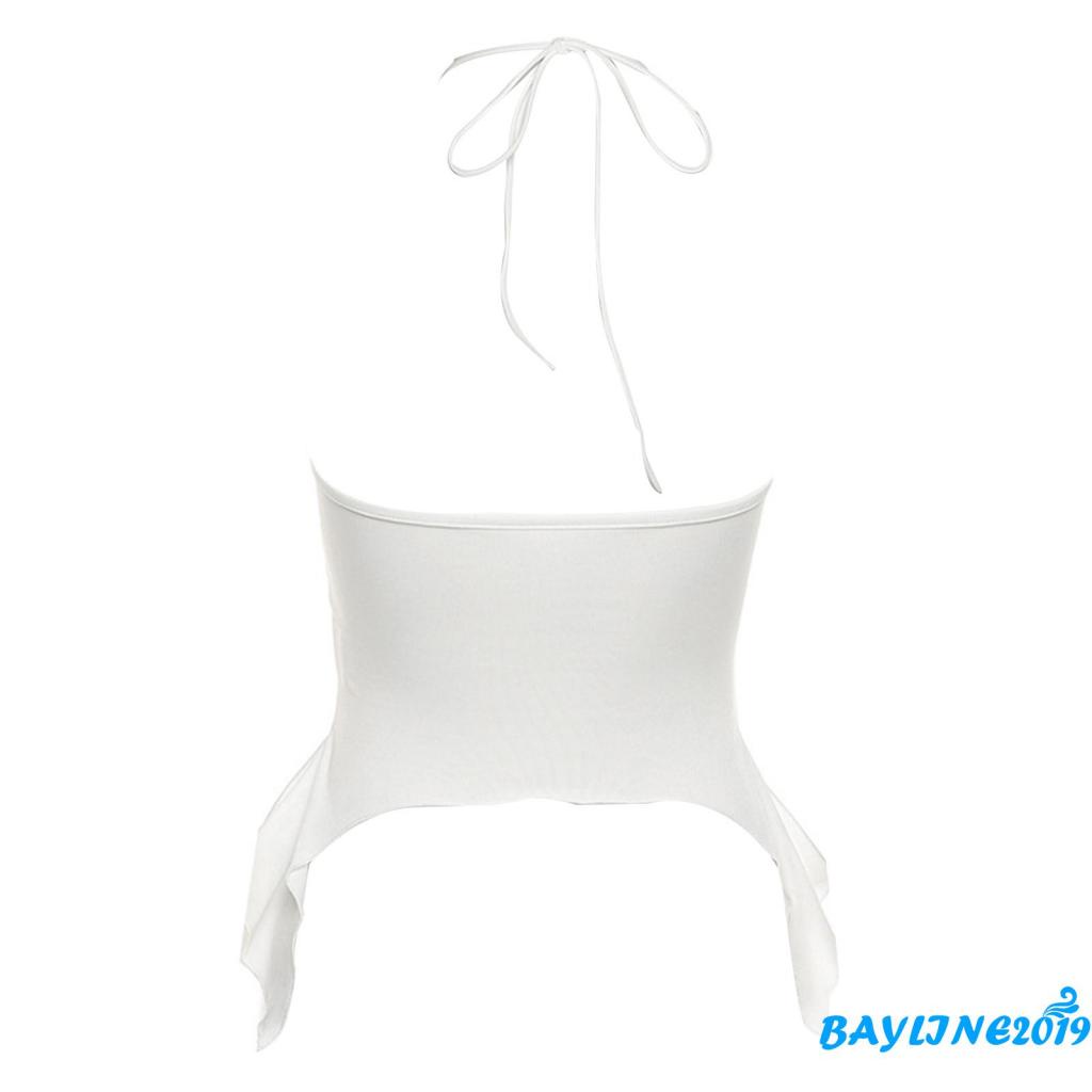 Áo Sát Nách Cổ Yếm Màu Trơn Thời Trang Mùa Hè Dành Cho Nữ Màu Trắng/Đen