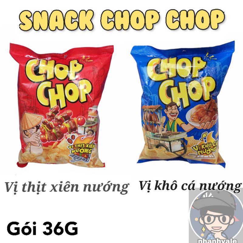 Snack Chop chop vị THỊT XIÊN NƯỚNG và KHÔ CÁ NƯỚNG gói 32g