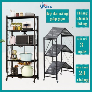 Kệ để đồ nhà bếp đa năng giá gấp gọn sơn tĩnh điện có bánh xe di chuyển thông minh đựng lò vi sóng 3 tầng 4 tầng 5 tầng