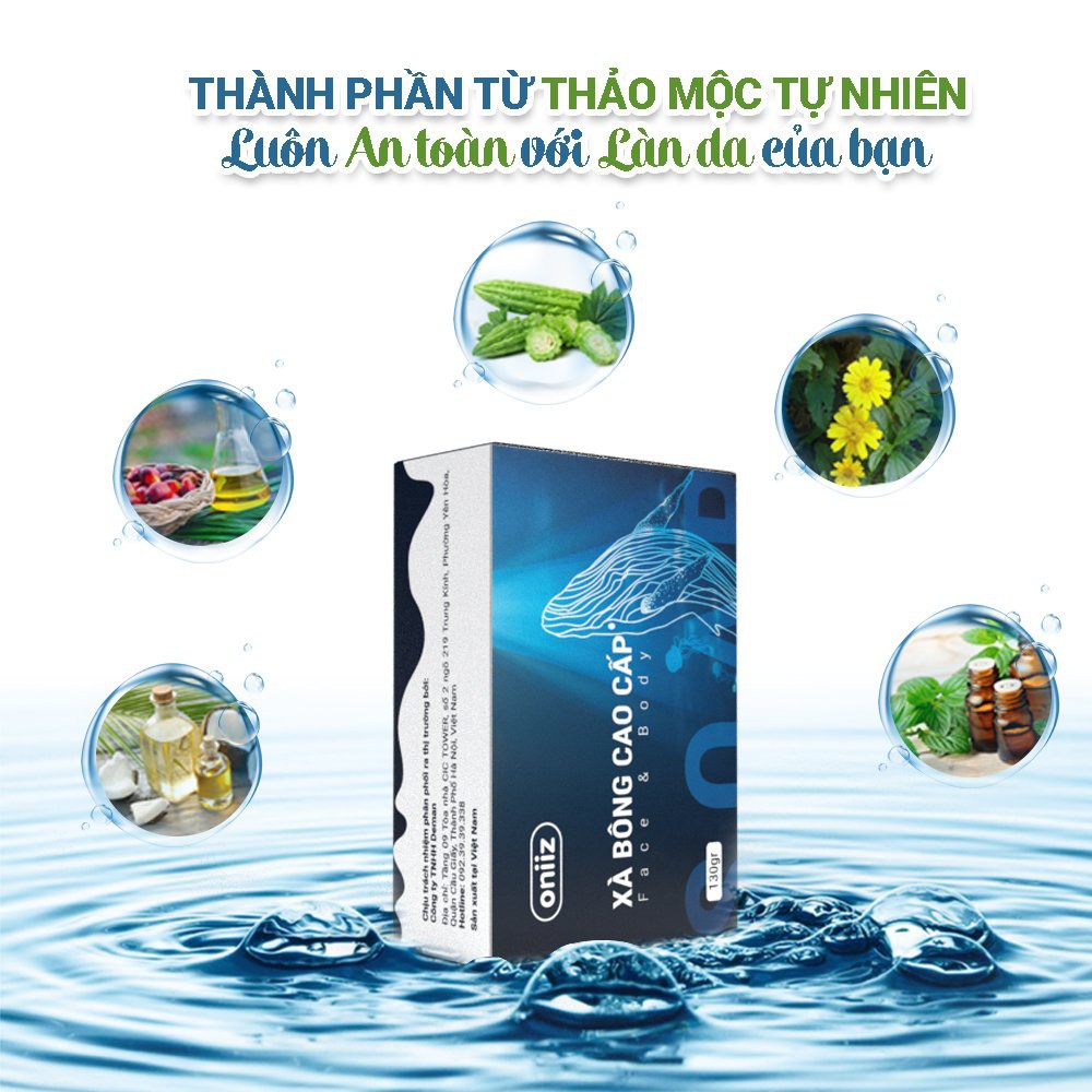 Xà phòng thảo dược Oniiz 130gr - Xà bông xơ mướp hỗ trợ chăm sóc da, mờ thâm, sạch mụn, sáng da, làm đẹp da