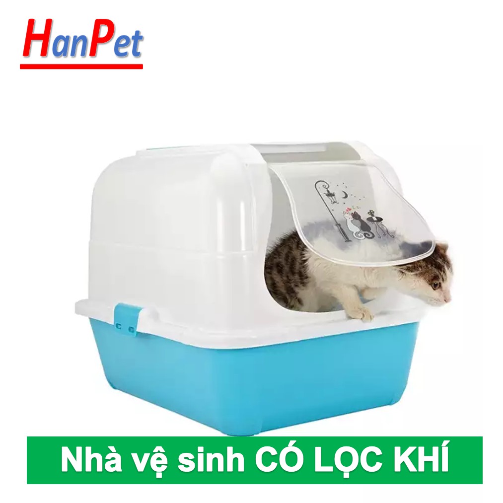 HOT Nhà Vệ Sinh cho Mèo (5 loại) Thế hệ mới nắp gập Loại nhà AG+ nhựa siêu bền và loại NVS có lọc khí