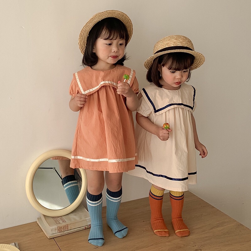 Đầm baby doll thuỷ thủ Hàn Quốc dễ thương cho bé gái size 8-120