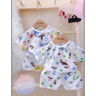 BỘ COTTON GIẤY CỘC TAY CHO BÉ 3-15 KG, GIAO MẪU NGẪU NHIÊN