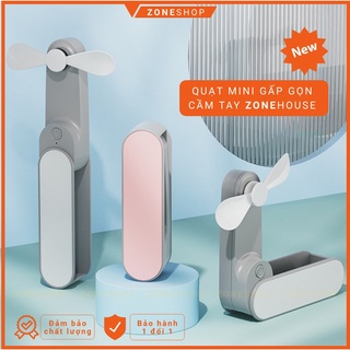 Quạt mini cầm tay gấp gọn sạc pin Xiaomi, 2 tốc độ gió, cổng USB, quạt cầm tay và để bàn tiện lợi ZONESHOP