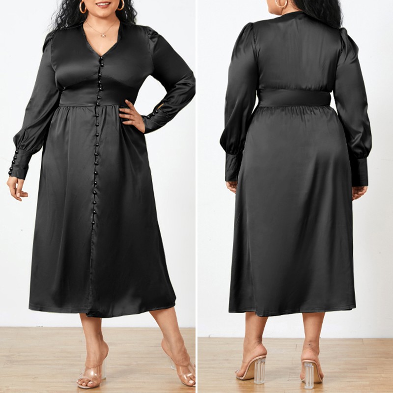 Đầm CELMIA Dài Cổ Chữ V Tay Phồng Thanh Lịch Cho Nữ | BigBuy360 - bigbuy360.vn