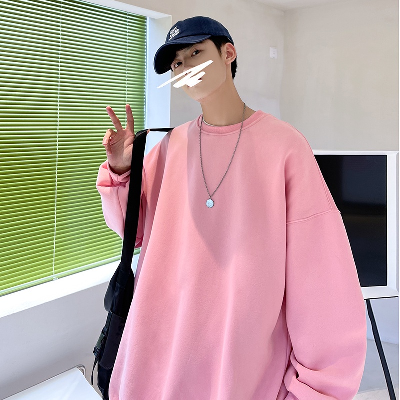 Áo Hoodie IFNICEFUTURE Cổ Tròn Dáng Rộng Màu Trơn Thời Trang Cho Nam