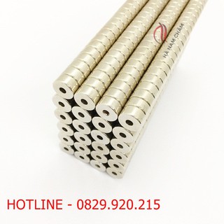10 viên nam châm tròn lỗ phi 10mm dày 5mm lỗ 3mm mạ nikel