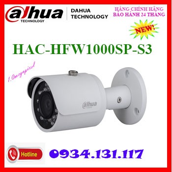 Camera HDCVI/HDTVI/AHD/Analog hồng ngoại 1.0 Megapixel DAHUA HAC-HFW1000SP-S3 (THAY THẾ HAC-HFW1000SP) | WebRaoVat - webraovat.net.vn