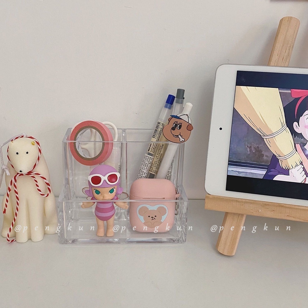 Hộp Đựng Bút / Cọ Trang Điểm Để Bàn Bằng acrylic Trong Suốt Nhiều Ngăn Tiện Dụng