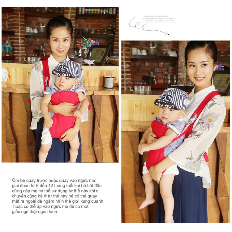 Địu em bé 4 tư thế Baby Carrier (Đỏ)