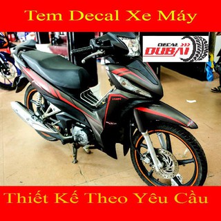 Tem Trùm Xe Wave RSX Đen Nhám Chỉ Đỏ