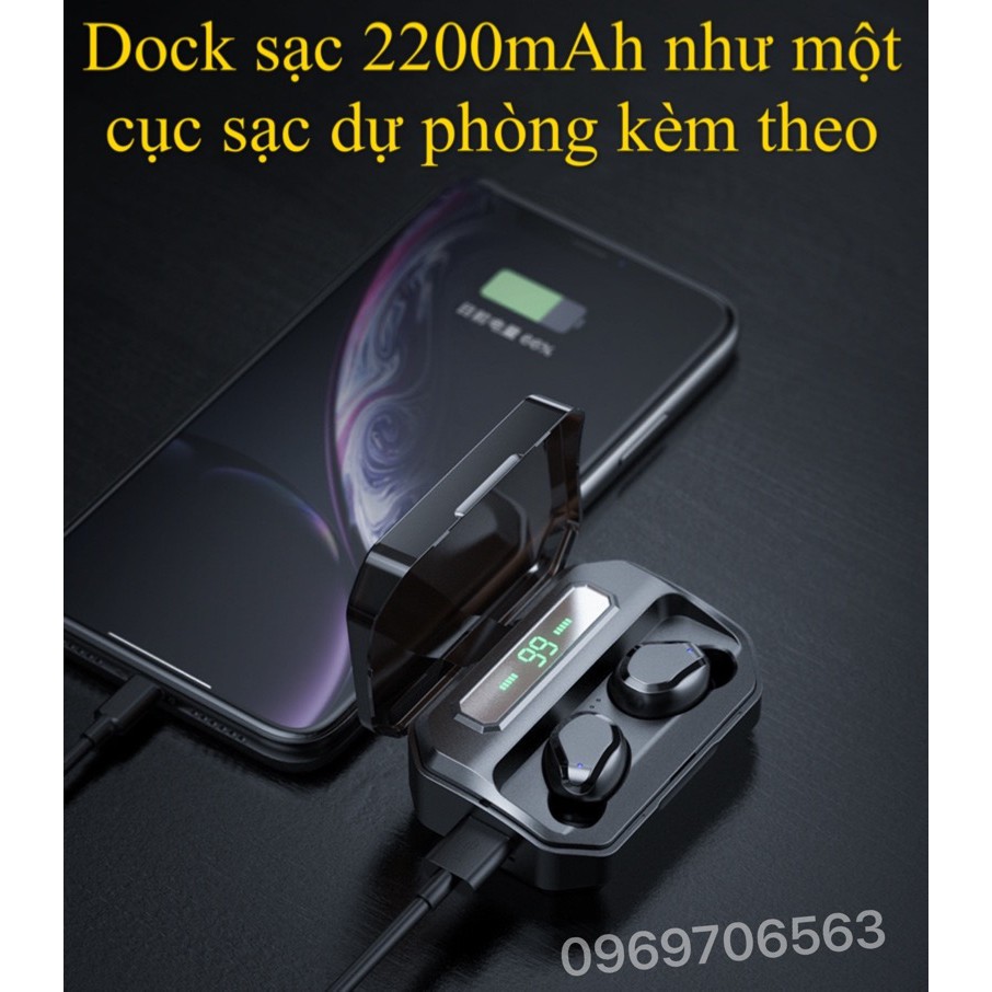 Tai Nghe Bluetooth Không Dây Cảm Ứng Thông Minh TT5 Premium Có Đèn Led LCD Âm Thanh Siêu Đỉnh 2020