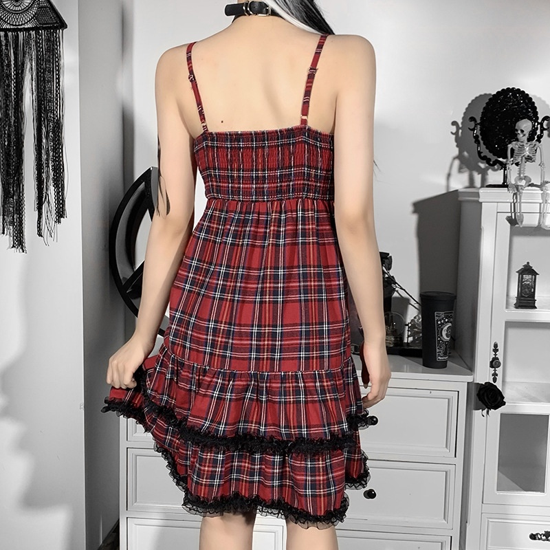 Đầm Hai Dây Họa Tiết Sọc Caro Thời Trang Cho Nữ