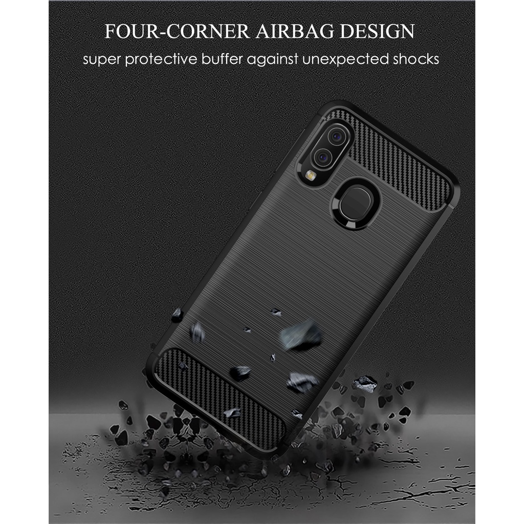 Ốp Điện Thoại tpu Silicone Mềm Chống Sốc Họa Tiết Sợi Carbon Cho Samsung Galaxy A20E Jean2