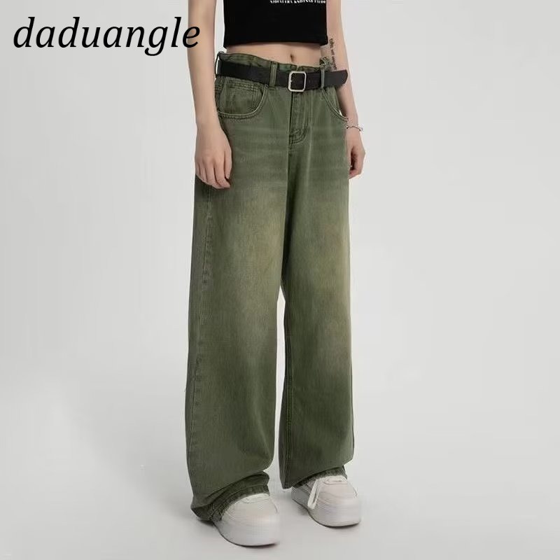 Quần jeans DaDuHey 2022 dễ phối đồ dáng rộng làm sờn màu ống rộng thời trang nữ