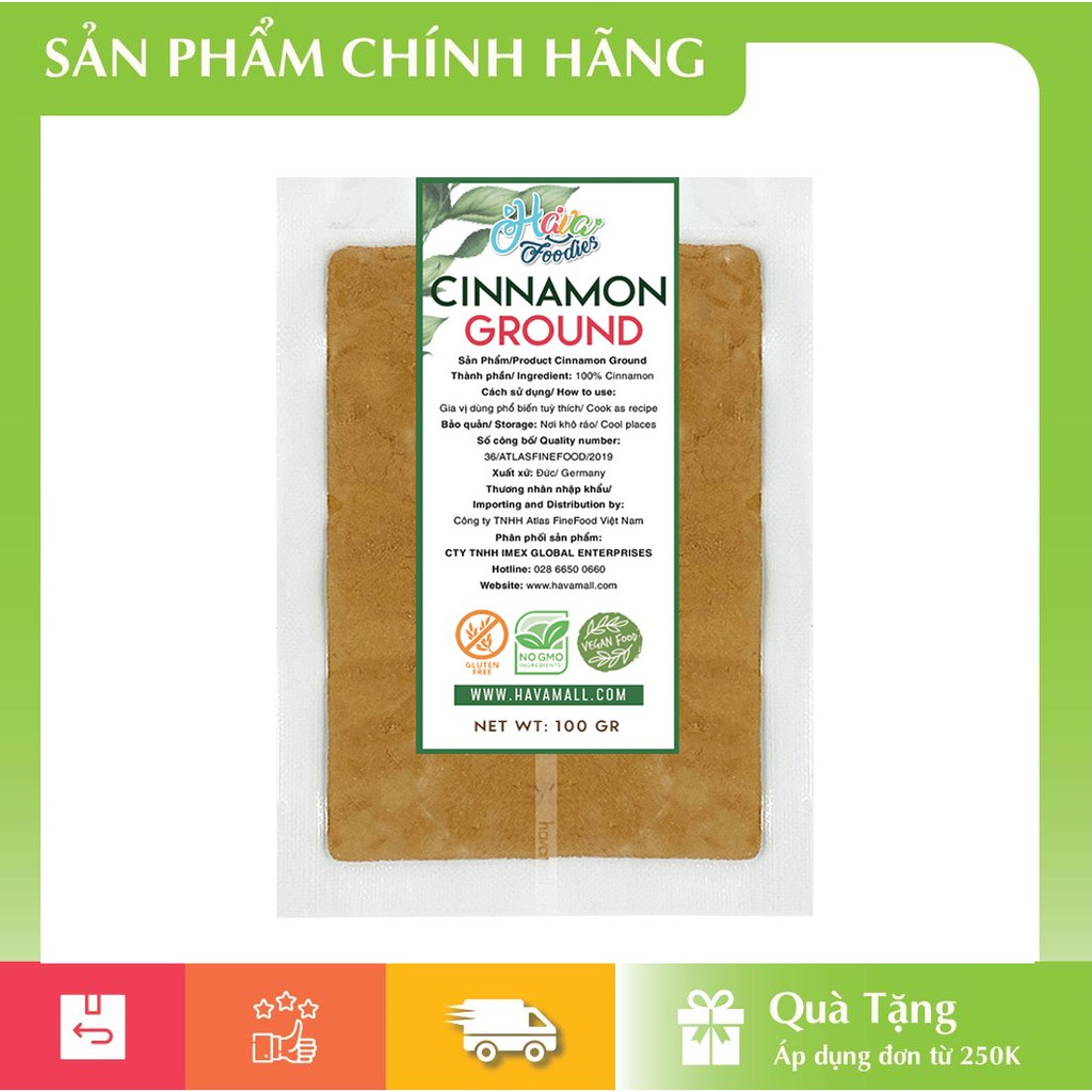 [HÀNG CHÍNH HÃNG] Bột Quế Khô Gói 100gr - Cinnamon Ground