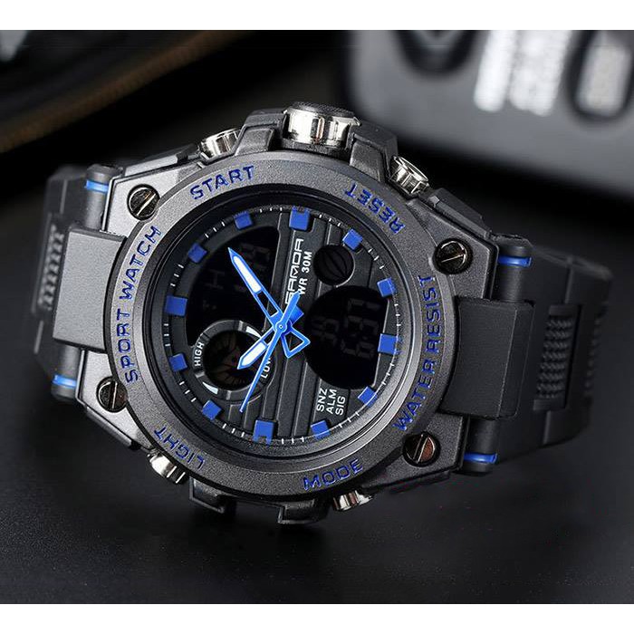 [ẢNH + VIDEO] Đồng hồ nam SANDA máy Nhật, đồng hồ thể thao dây khớp nhựa vòng cung SD05 | BigBuy360 - bigbuy360.vn