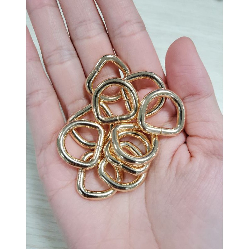 Khoen D phụ kiện làm túi xách màu vàng kim handmade (loại dày)