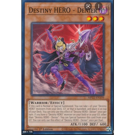 Thẻ bài YUGIOH - Destiny HERO - Denier - MP22-EN199 - Common 1st Edition - Effect Monster
