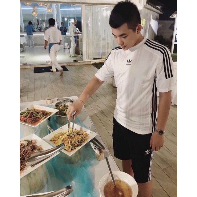 Bộ short nam cộc hè,bộ thể thao nam 3 sọc cổ tròn ép Vân cao tần chất mát, mềm mịn, mặc cực thời trang, chuẩn soái ca