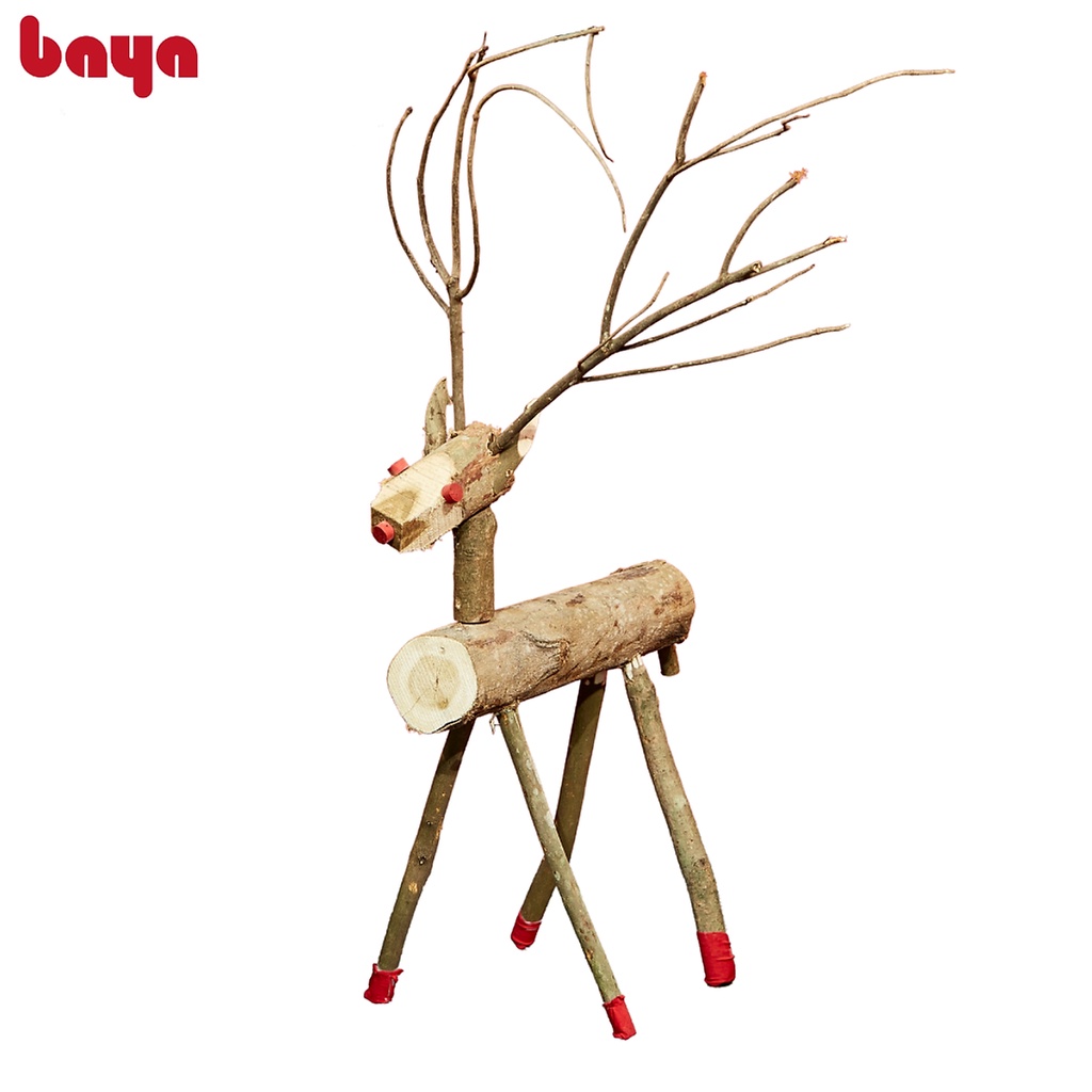 Phụ Kiện Trang Trí Giáng Sinh Hình Tuần Lộc BAYA Chất Liệu Gỗ Màu Nâu Gỗ Đậm Dùng Trang Trí Phòng Khách 7300230