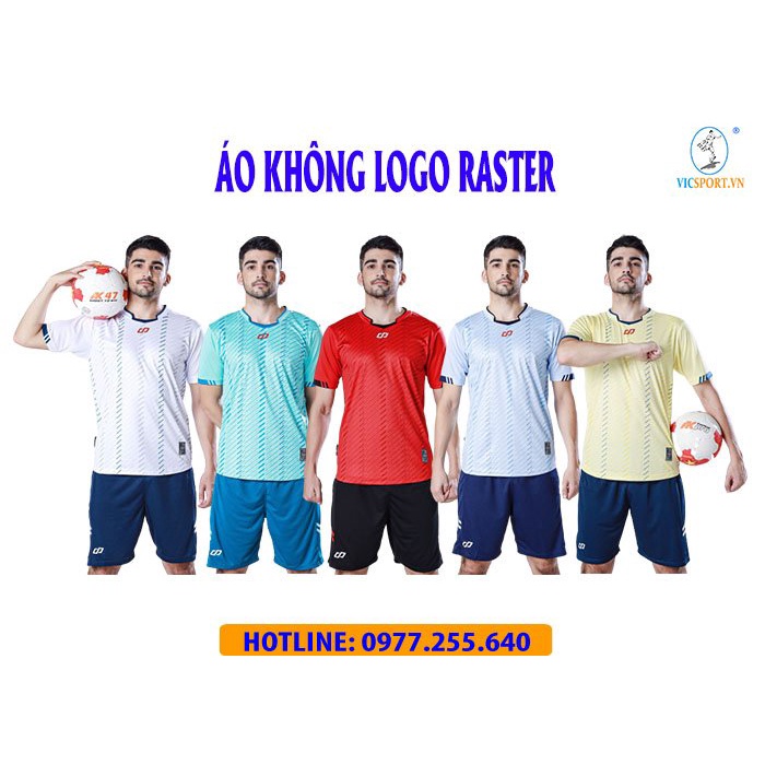 Áo Đá Banh Không LOGO RASTER Màu Xanh Ngọc chất lượng thoáng mát Cao Cấp - Vicsport