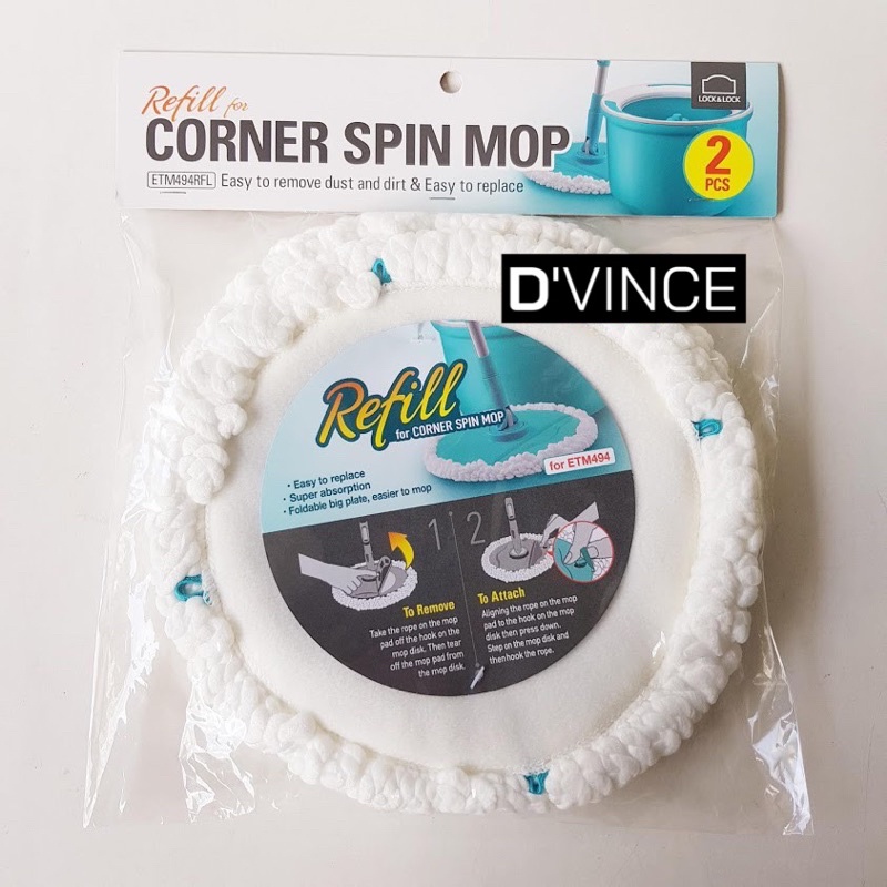 Bông lau nhà Lock &amp; Lock ETM494 Corner Spin Mop | Dvince Store