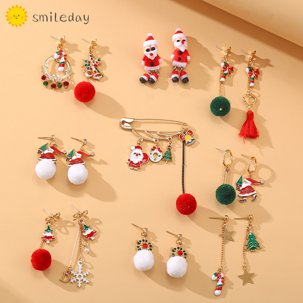 Set khuyên tai/ Ghim cài áo phong cách giáng sinh