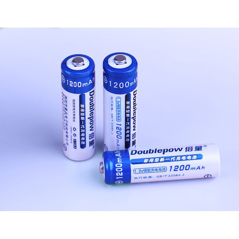 Vỉ 4 viên pin sạc AA dung lượng 1200 mAh - tặng kèm hộp nhựa - hãng DOUBLEPOW - pin Ni-MH thân thiện môi trường