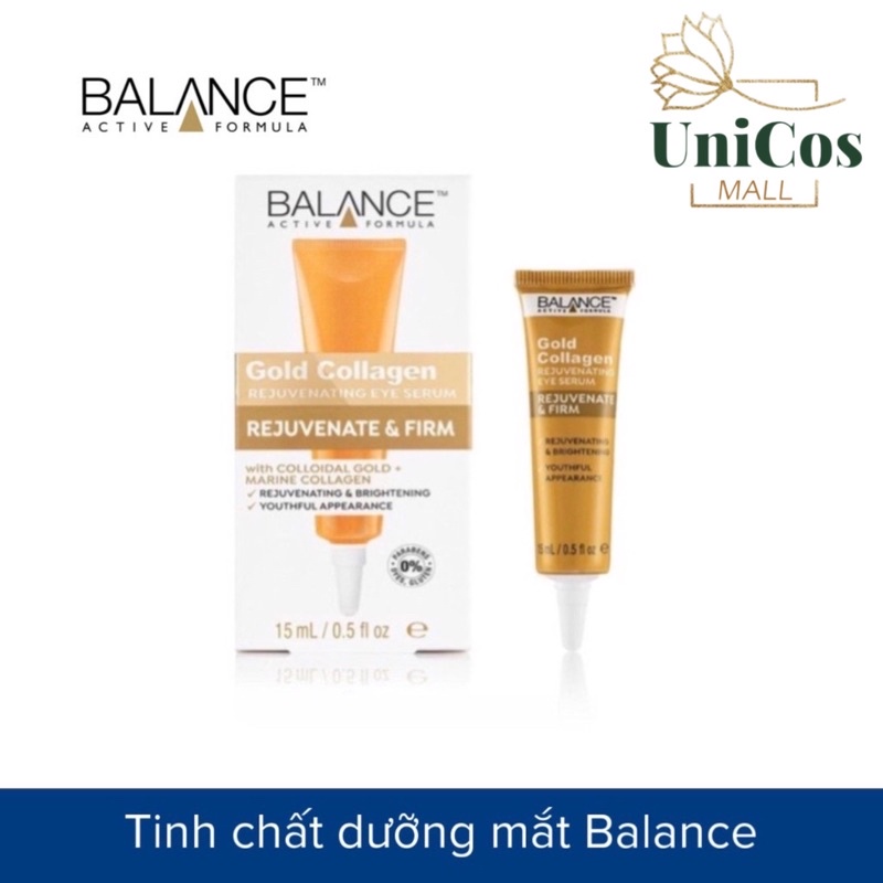 Tinh Chất Dưỡng Mắt, Giảm Nếp Nhăn Balance Active Formula Gold Collagen Serum 15ml