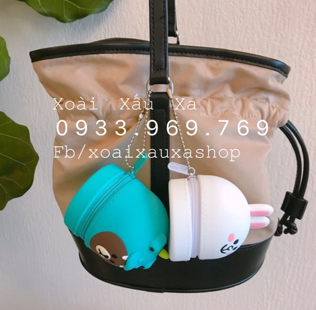 Móc khoá ví tiền dây kéo silicone nhỏ gọn hoạt hình gấu thỏ, Stitch, Sulley, Mike...