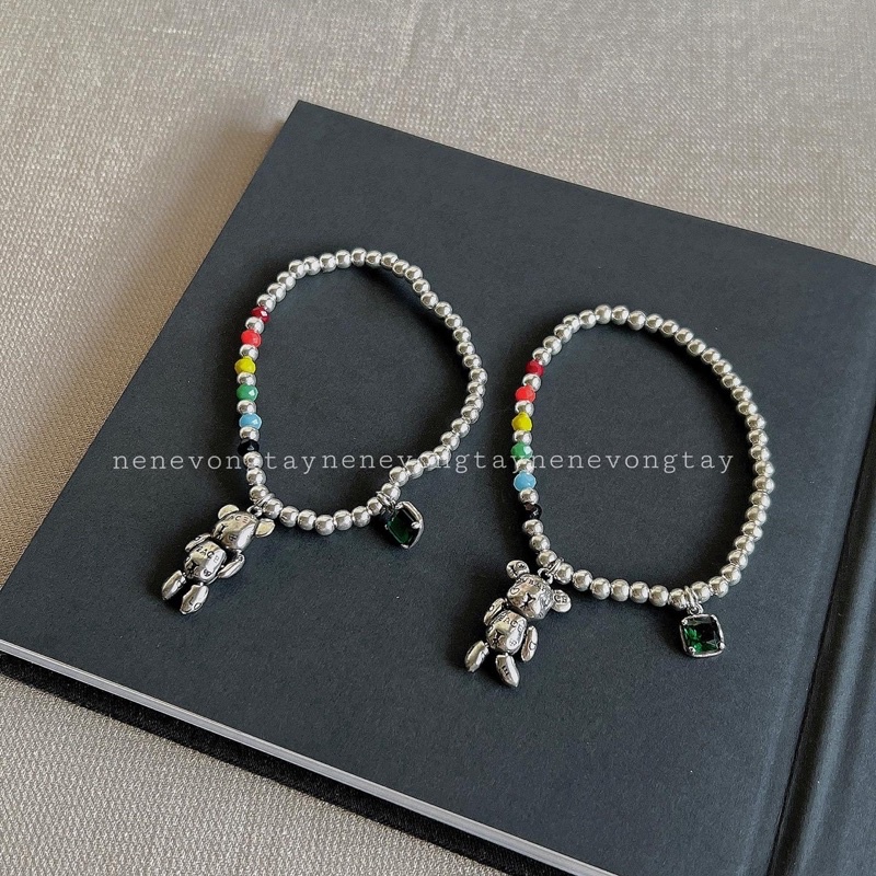 Gấu bibi 7 màu cầu vồng [inox mạc bạc 925] xinh đẹp