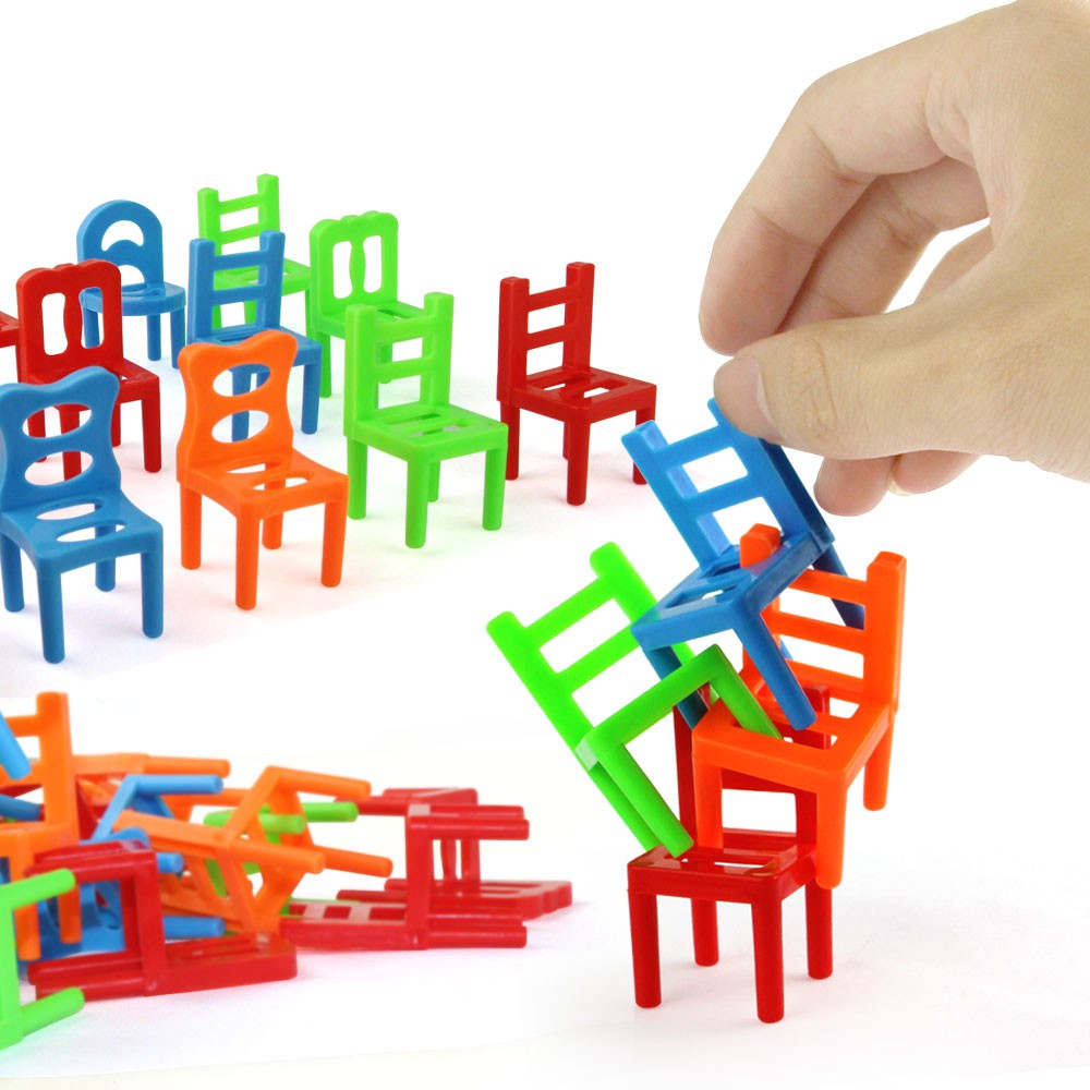 Set 18 chiếc ghế mini bằng nhựa cho bé chơi trò cân bằng độc đáo thú vị