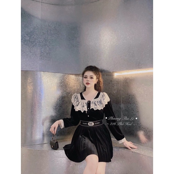 Áo Nhung cổ bèo ren