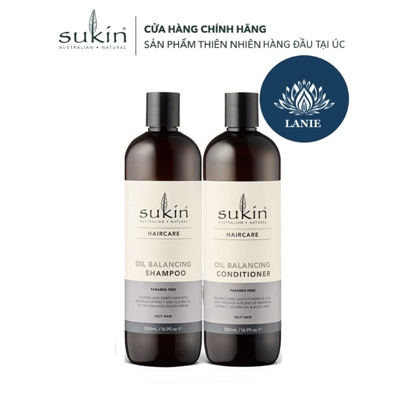 Combo dầu gội và xã cân bằng dầu Sukin Oil Balancing Shampoo 500ml