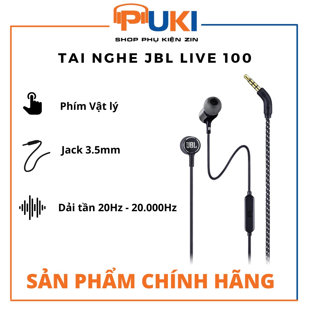 Puki shop / Tai nghe JBL LIVE 100 chính hãng-Tai nghe nhét tai JBL Live 100