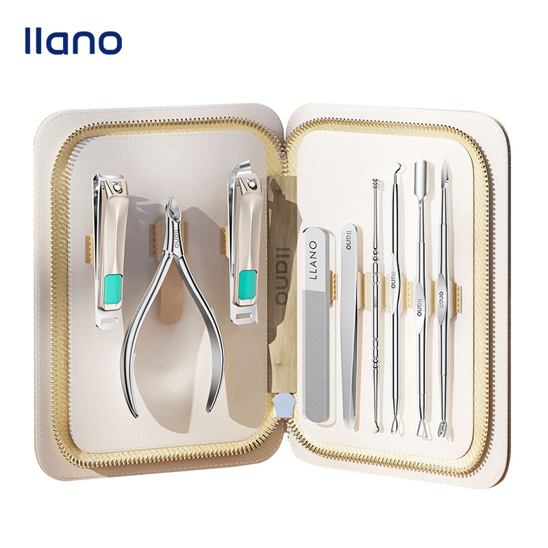 Bộ dụng cụ chăm sóc móng tay LLANO bằng thép không gỉ kèm hộp đựng