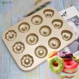 DOUGHNUT Khay Nướng Bánh Donut 12-cup 4 Kiểu Bằng Thép Carbon