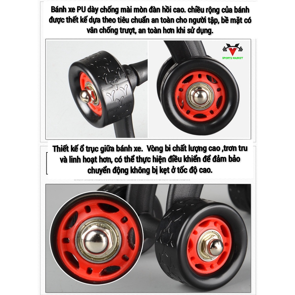 Con lăn tập cơ bụng, , con lăn tập bụng 4 bánh dành cho nam, nữ ,gym, yoga.