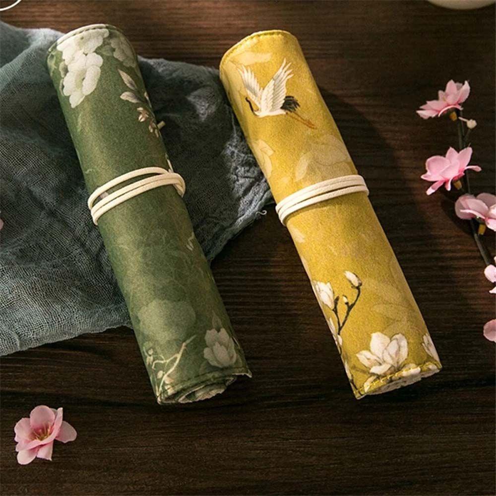 Túi Đựng Bút In Hoa Sen / Chim Hạc Kiểu Vintage Trung Hoa Dễ Thương