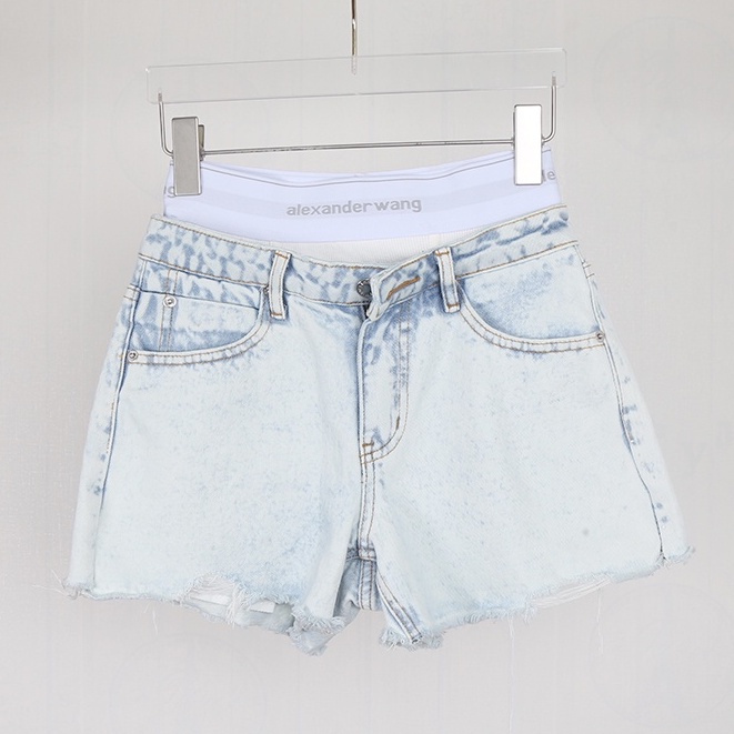 Aw 2021 Mới Quần Short Denim Giặt Eo Thấp Co Giãn