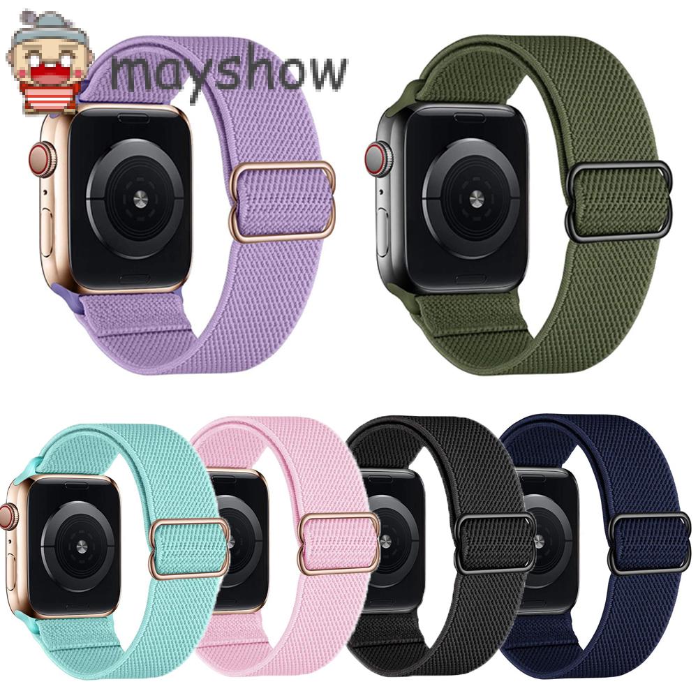 MAYSHOW Adjustable Solo Loop Strap Scrunchie Bracelet Watch Band Nylon Elastic Stretch For IWatch 6 5 4 SE Series 38mm 42mm 40mm 44mm