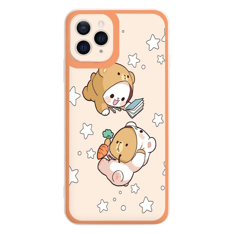 Ốp iphone cạnh vuông Gấu nâu bay lơ lửng đáng yêu cho ip 6/8/7/plus/x/xr/xsmax/12 pro max/11pro max/13 pro max-nt018